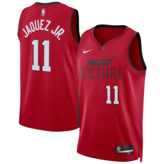 Men's Miami Heat #11 Jaime Jaquez Jr. Red 2024 25 City Edition Stitched Basketball Jersey