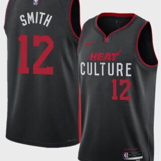 Men's Miami Heat #12 Dru Smith Black 2024 City Edition Stitched Basketball Jersey