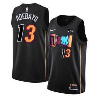 Men's Miami Heat #13 Bam Adebayo 2021-2022 Black City Edition 75th Anniversary Stitched Jersey
