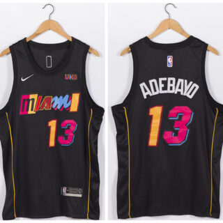 Men's Miami Heat #13 Bam Adebayo Black Stitched Jersey