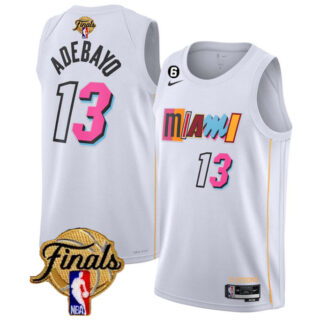 Men's Miami Heat #13 Bam Adebayo White 2023 Finals City Edition With NO.6 Patch Stitched Basketball Jersey