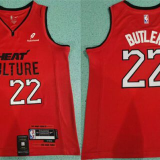 Men's Miami Heat #22 Jimmy Butler Red 2024 City Edition Stitched Basketball Jersey