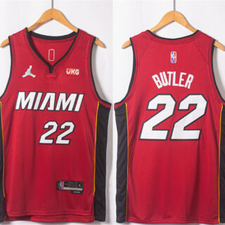 Men's Miami Heat #22 Jimmy Butler Red Statement Edition 75th Anniversary Stitched Jersey