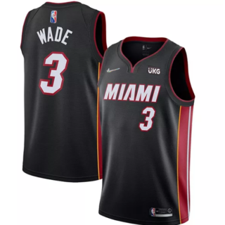 Men's Miami Heat #3 Dwyane Wade Black Icon Edition 75th Anniversary Stitched Jersey