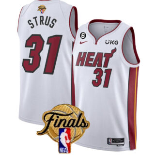 Men's Miami Heat #31 Max Strus White 2023 Finals Association Edition With NO.6 Patch Stitched Basketball Jersey