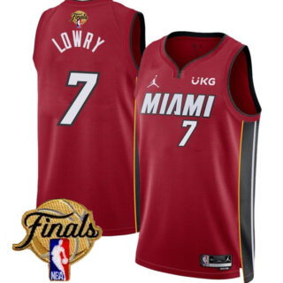 Men's Miami Heat #7 Kyle Lowry Red 2023 Finals Statement Edition Stitched Basketball Jersey