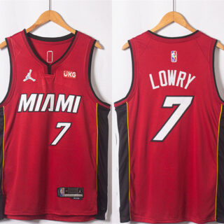 Men's Miami Heat #7 Kyle Lowry Red Statement Edition 75th Anniversary Stitched Jersey
