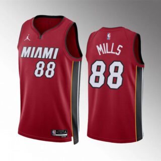 Men's Miami Heat #88 Patrick Mills Red Statement Edition Stitched Basketball Jersey