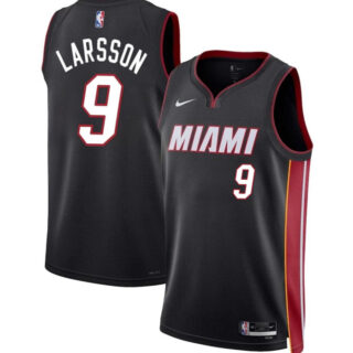 Men's Miami Heat #9 Pelle Larsson Black 2024 Draft Icon Edition Stitched Basketball Jersey