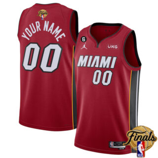 Men's Miami Heat Active Player Custom Red 2023 Finals Statement Edition With NO.6 Patch Stitched Basketball Jersey
