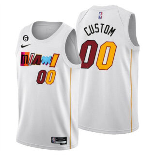 Men's Miami Heat Active Player Custom White 2022 23 City Edition With NO.6 Patch Stitched Basketball Jersey
