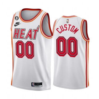 Men's Miami Heat Active Player Custom White 2022 23 Classic Edition With NO.6 Patch Stitched Basketball Jersey