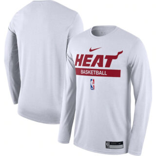 Men's Miami Heat White 2022 23 Legend On-Court Practice Performance Long Sleeve T-Shirt