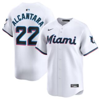 Men's Miami Marlins #22 Sandy Alcantara White 2024 Home Limited Stitched Baseball Jersey