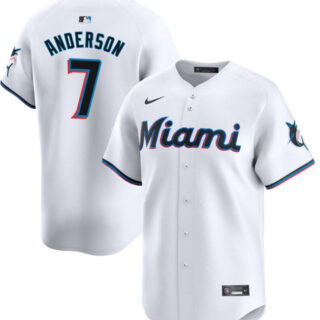 Men's Miami Marlins #7 Tim Anderson White Home Limited Stitched Baseball Jersey