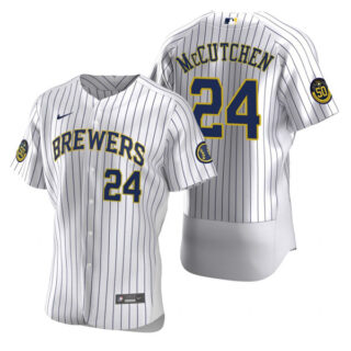 Men's Milwaukee Brewers #24 Andrew McCutchen White Flex Base Stitched MLB Jersey
