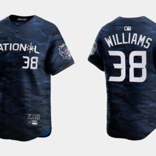 Men's Milwaukee Brewers #38 Devin Williams Royal 2023 All-Star Cool Base Stitched Baseball Jersey