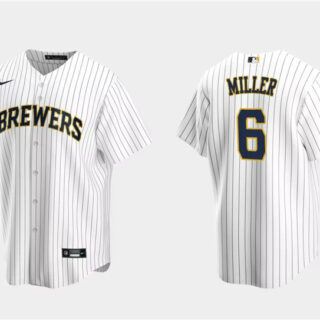 Men's Milwaukee Brewers #6 Owen Miller White Cool Base Stitched Jersey