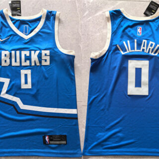 Men's Milwaukee Bucks #0 Damian Lillard Royal 2024 City Edition Stitched Basketball Jersey