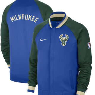 Men's Milwaukee Bucks Blue Green 2022 23 City Edition Showtime Thermaflex Full-Zip Jacket