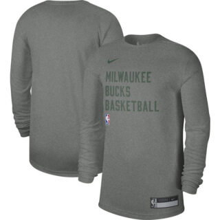 Men's Milwaukee Bucks Grey 2023 24 Legend On-Court Practice Long Sleeve T-Shirt