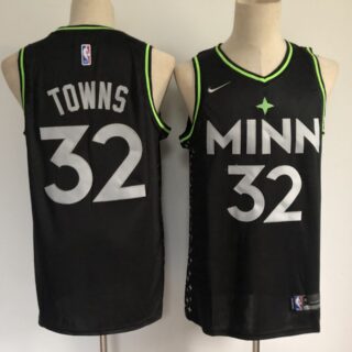 Men's Minnesota Timberwolves #32 Karl-Anthony Towns Black 2021 Nike City Edition Swingman Stitched NBA Jersey