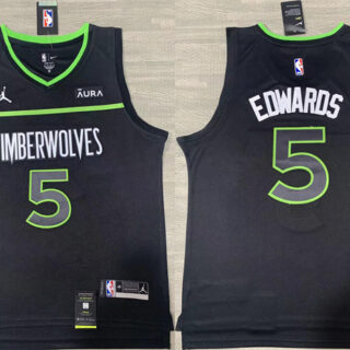 Men's Minnesota Timberwolves #5 Anthony Edwards Black Stitched Jersey