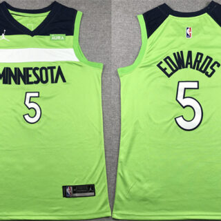 Men's Minnesota Timberwolves #5 Anthony Edwards Green Stitched Jersey