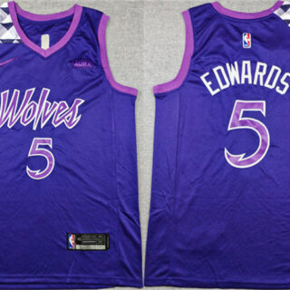 Men's Minnesota Timberwolves #5 Anthony Edwards Purple Stitched Jersey