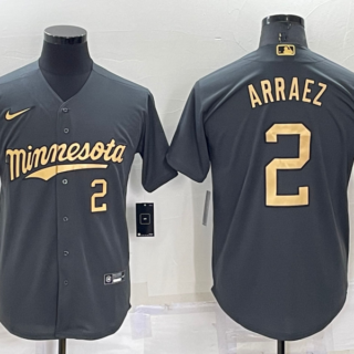 Men's Minnesota Twins #2 Luis Arraez 2022 All-Star Charcoal Cool Base Stitched Baseball Jersey
