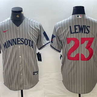 Men's Minnesota Twins #23 Royce Lewis Grey Cool Base Stitched Baseball Jersey
