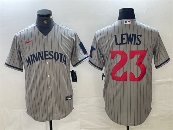 Men's Minnesota Twins #23 Royce Lewis Grey Cool Base Stitched Baseball Jersey