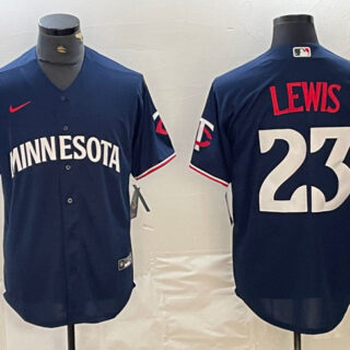 Men's Minnesota Twins #23 Royce Lewis Navy Cool Base Stitched Baseball Jersey