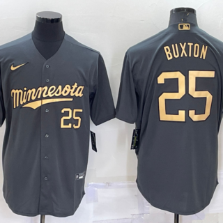 Men's Minnesota Twins #25 Byron Buxton 2022 All-Star Charcoal Cool Base Stitched Baseball Jersey