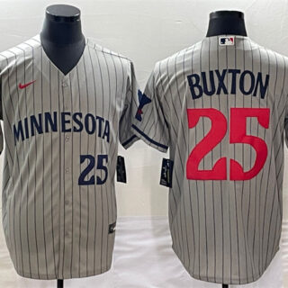 Men's Minnesota Twins #25 Byron Buxton Grey Cool Base Stitched Jersey