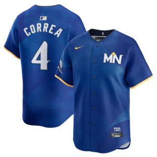 Men's Minnesota Twins #4 Carlos Correa Royal 2024 City Connect Limited Stitched Baseball Jersey