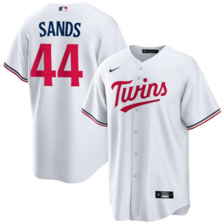 Men's Minnesota Twins #44 Cole Sands White Cool Base Stitched Baseball Jersey