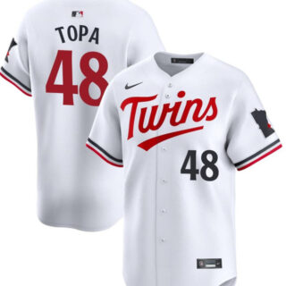Men's Minnesota Twins #48 Justin Topa White 2024 Home Limited Cool Base Stitched Baseball Jersey