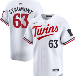 Men's Minnesota Twins #63 Josh Staumont White 2024 Home Limited Cool Base Stitched Baseball Jersey