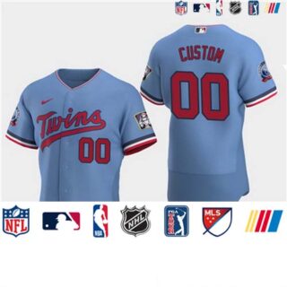 Men's Minnesota Twins Custom 60th Season Anniversary 2020 Light Blue Flexbase Jersey