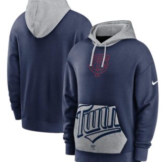 Men's Minnesota Twins Nike Navy Gray Heritage Tri Blend Pullover Hoodie