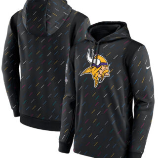 Men's Minnesota Vikings 2021 Charcoal Crucial Catch Therma Pullover Hoodie