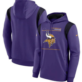Men's Minnesota Vikings 2021 Purple Sideline Logo Performance Pullover Hoodie