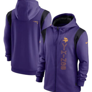 Men's Minnesota Vikings 2021 Purple Sideline Team Performance Full-Zip Hoodie