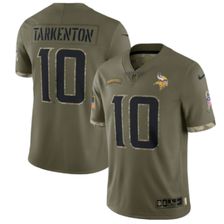 Men's Minnesota Vikings #10 Fran Tarkenton Olive 2022 Salute To Service Limited Stitched Jersey