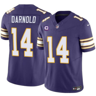 Men's Minnesota Vikings #14 Sam Darnold Purple 2024 F.U.S.E. Throwback With 4-Star C Patch Vapor Untouchable Limited Stitched Jersey