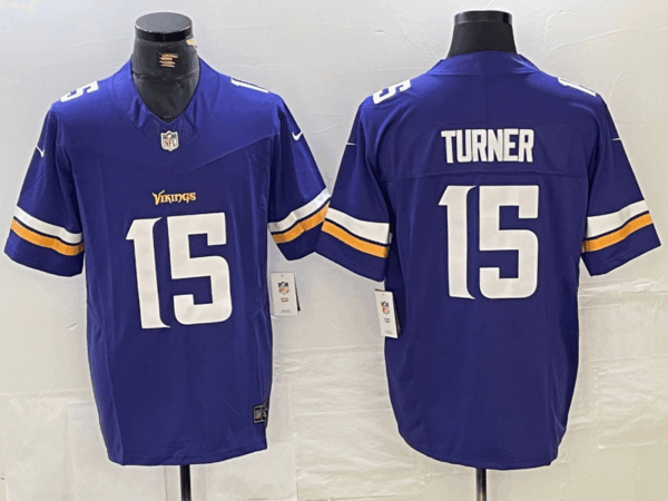 Men's Minnesota Vikings #15 Dallas Turner Blue 2024 Draft Vapor Untouchable Limited Stitched Jersey