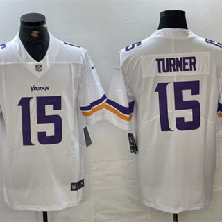 Men's Minnesota Vikings #15 Dallas Turner White 2024 Draft Vapor Untouchable Limited Stitched Jersey