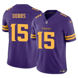 Men's Minnesota Vikings #15 Josh Dobbs Purple 2023 F.U.S.E. Color Rush Stitched Jersey