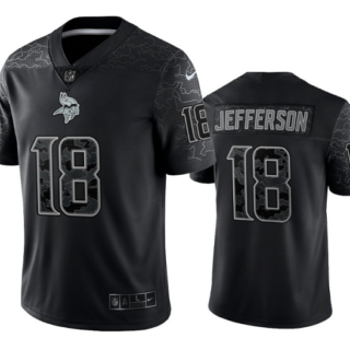Men's Minnesota Vikings #18 Justin Jefferson Black Reflective Limited Stitched Football Jersey